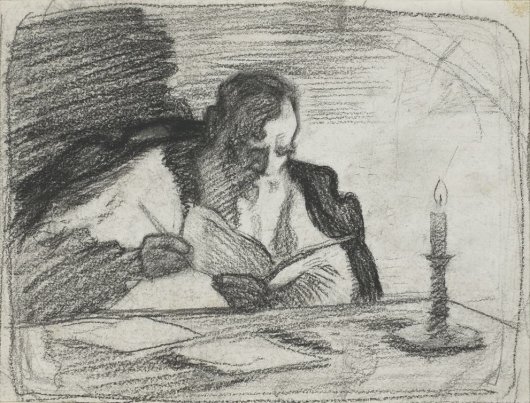 Tolstoy Reading by Candlelight